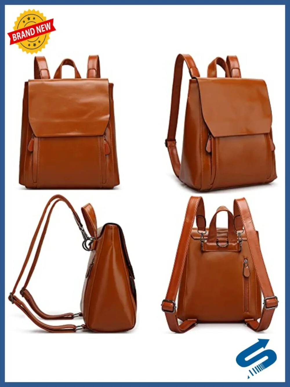 Vintage Oil Wax Leather Backpack Purse Satchel Bag Women College Casual
